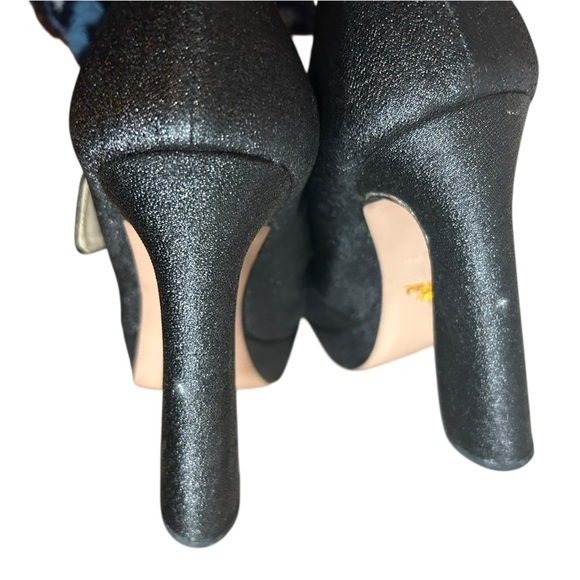 Prada Black Metallic Cloth Platform Mary Jane Heels - Picture 8 of 8